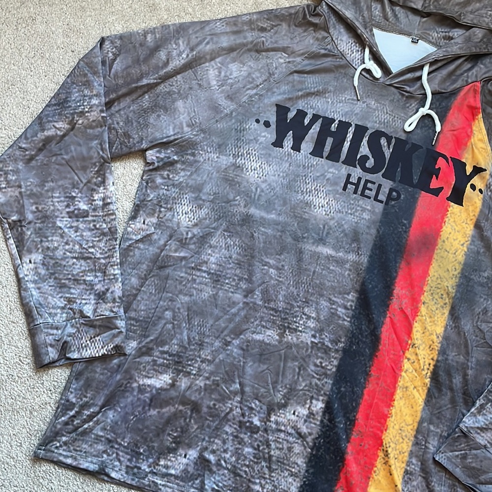 Whiskey Vintage Print Long Sleeve Hoodie - Picture 2 of 8
